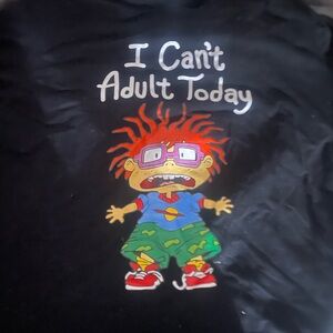 Black Short Sleeve Tee with Cartoon Print